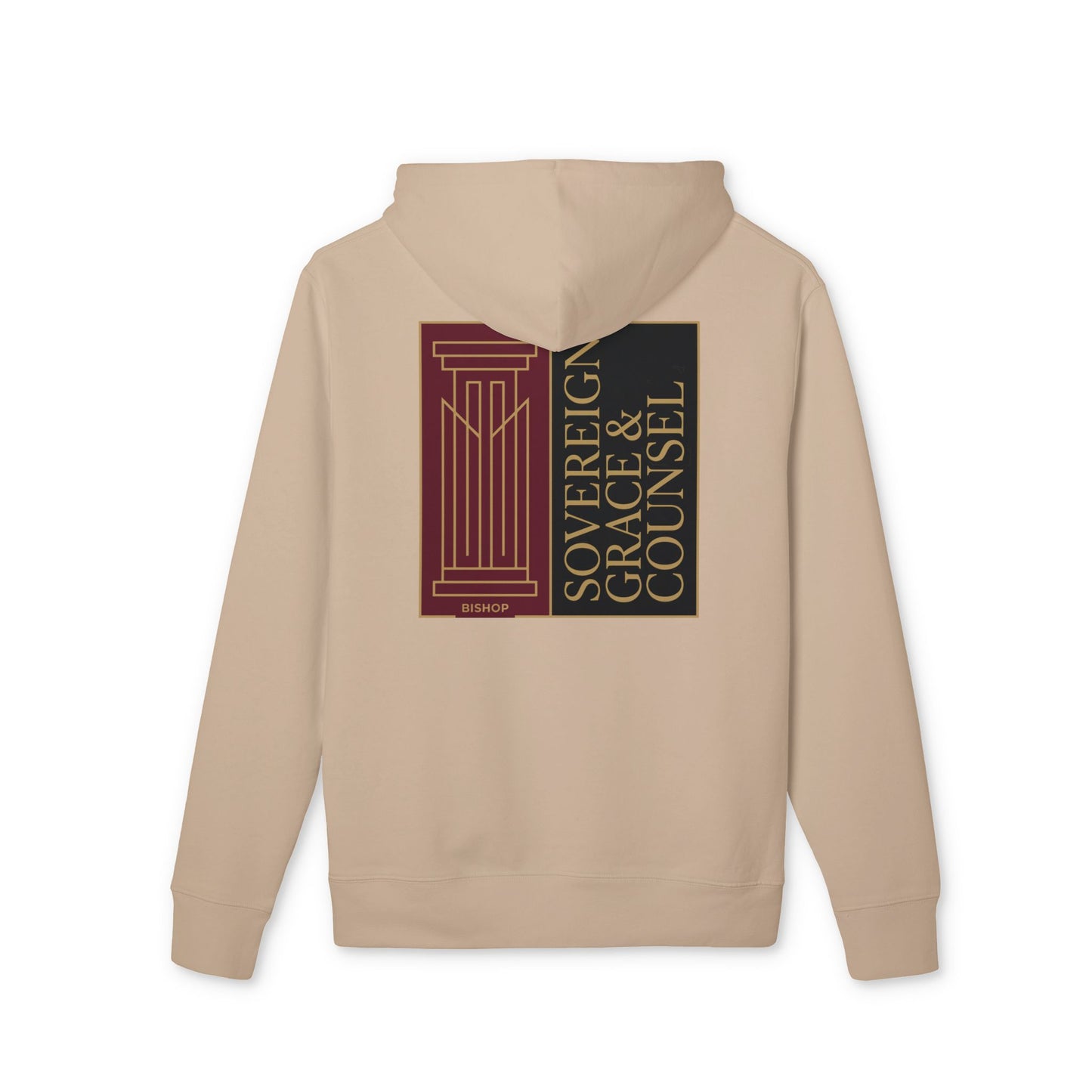 Sovereign Grace & Counsel Hoodie — Graphic Pullover with Regal Column Design
