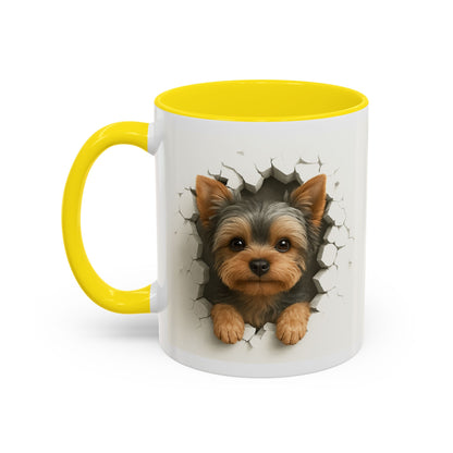 Yorkshire Terrier Peekaboo Coffee Mug – Cute Yorkie Dog Accent Mug (11/15oz)