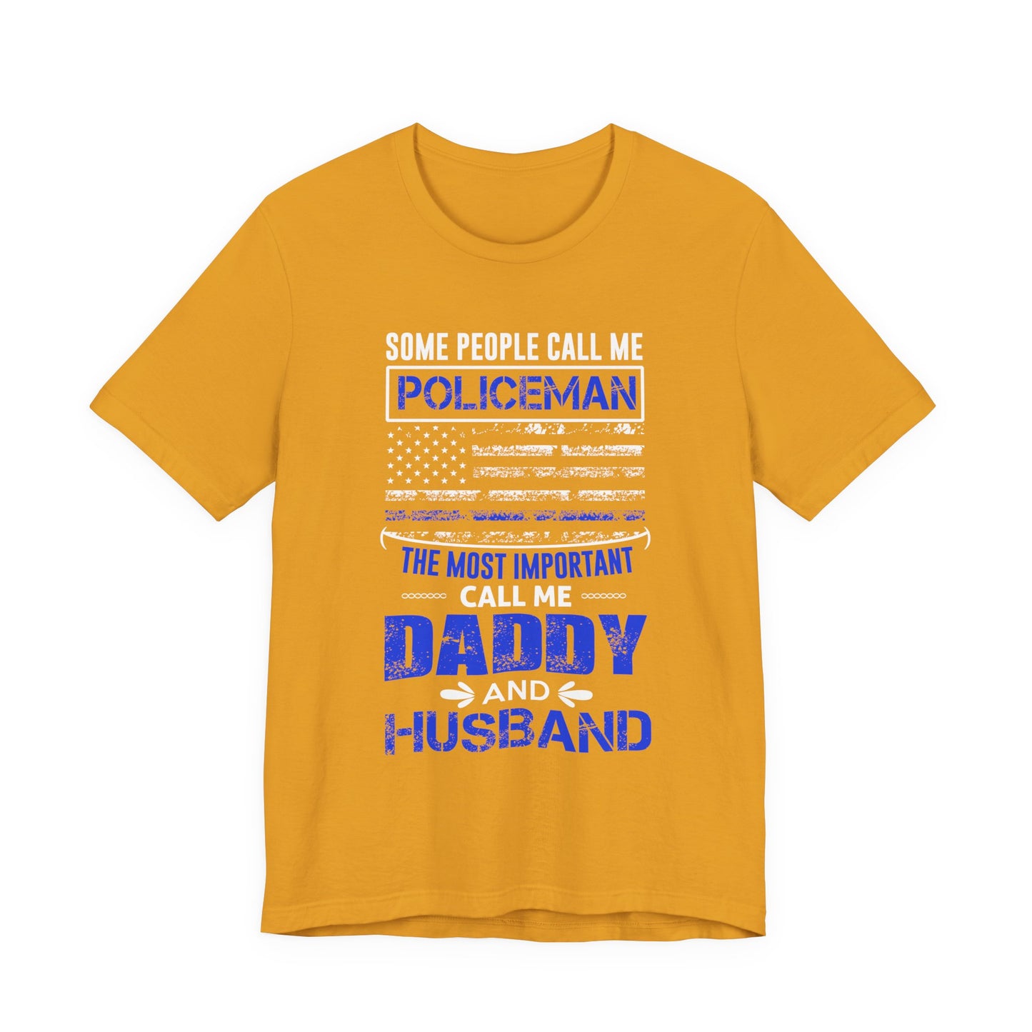 Policeman Daddy & Husband T-Shirt — Thin Blue Line American Flag Tee for Fathers