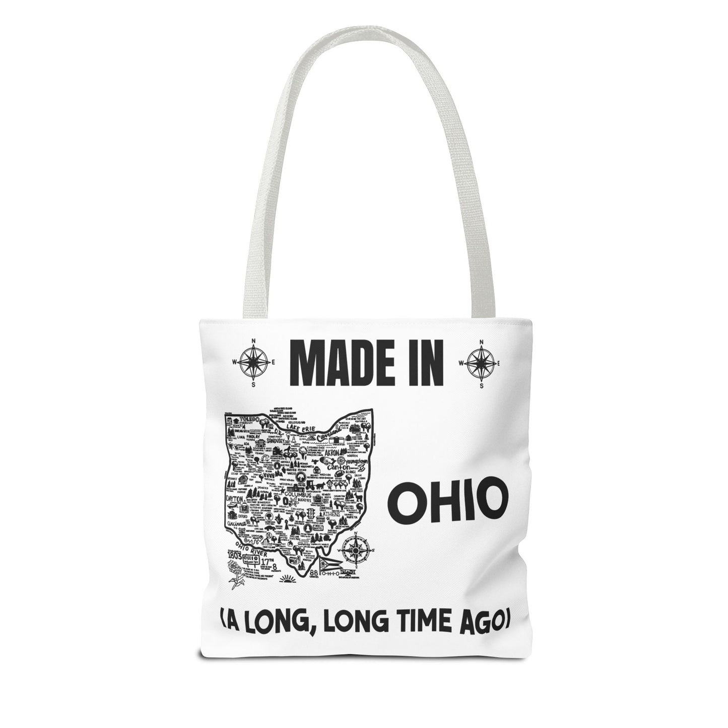 Made in Ohio Tote Bag — Vintage Map Design "A Long, Long Time Ago"