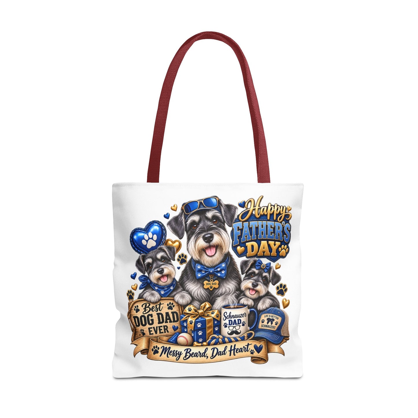 Father’s Day Dog Dad Tote Bag – “Happy Father’s Day” Schnauzer Design