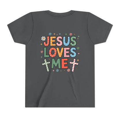 Youth Tee — "Jesus Loves Me" Colorful Christian Kids T-Shirt