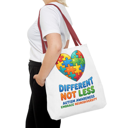Autism Awareness Tote — "Different Not Less" Puzzle Heart