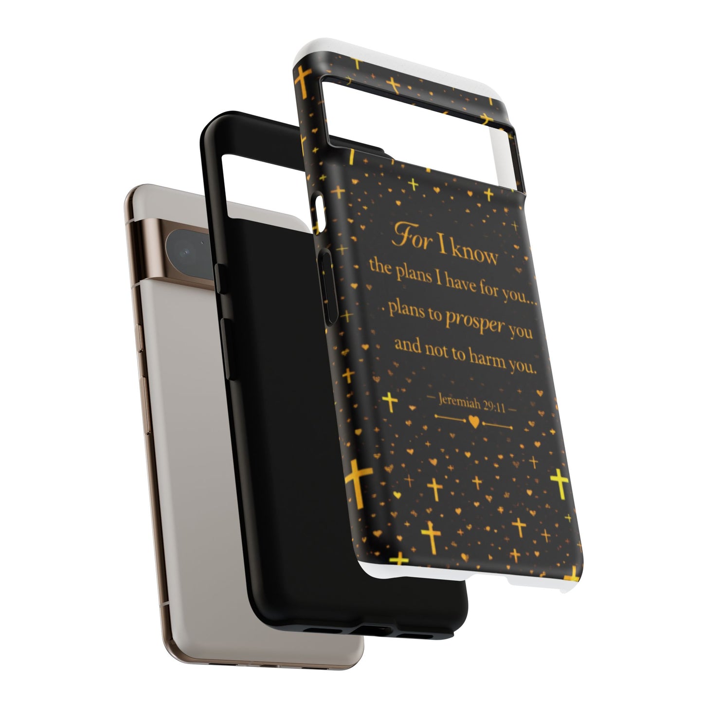 Phone Case — "For I Know" Jeremiah 29:11 Gold Cross Christian Tough Case