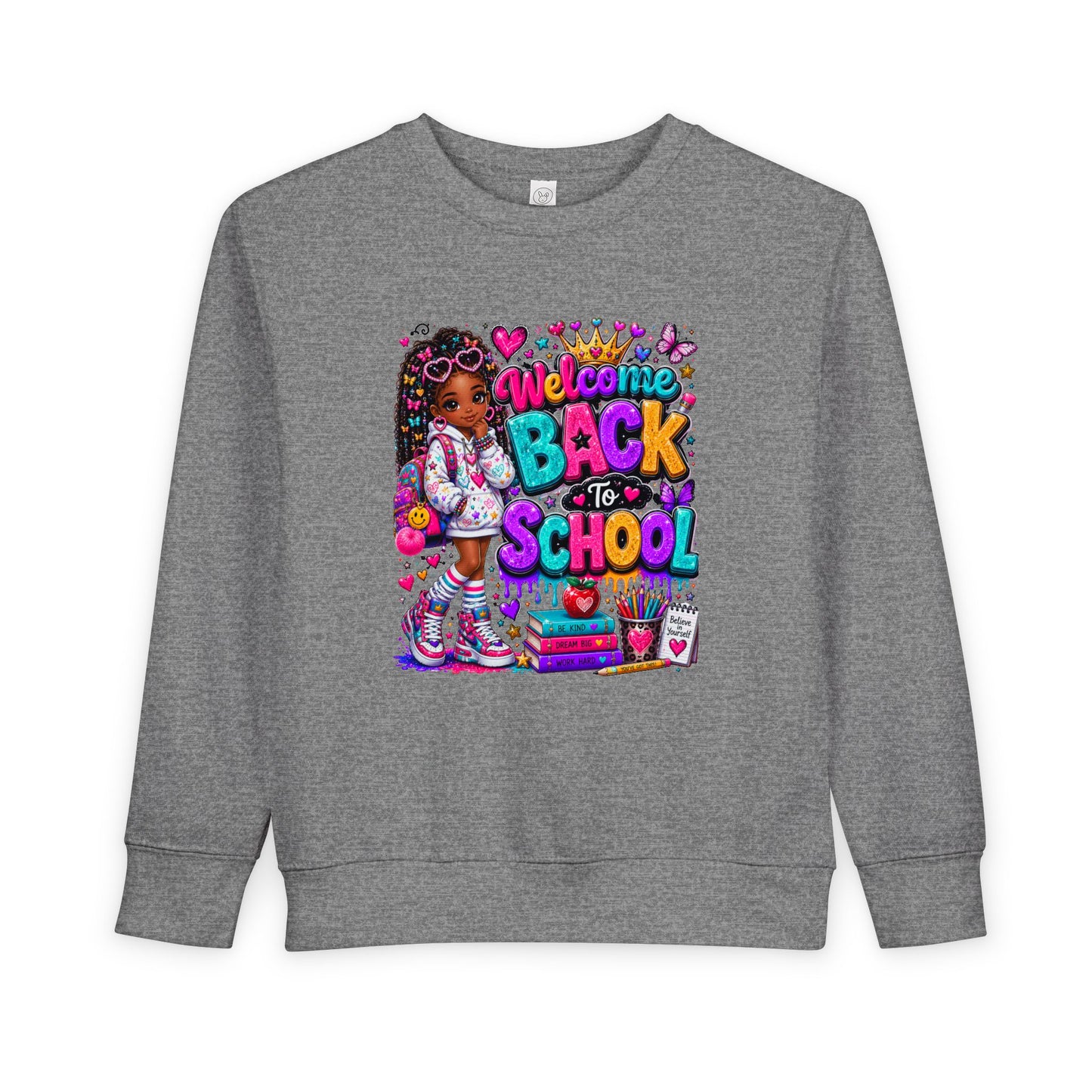 Welcome Back to School Toddler Sweatshirt — Cute African American Girl School Outfit