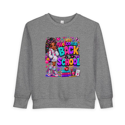 Welcome Back to School Toddler Sweatshirt — Cute African American Girl School Outfit