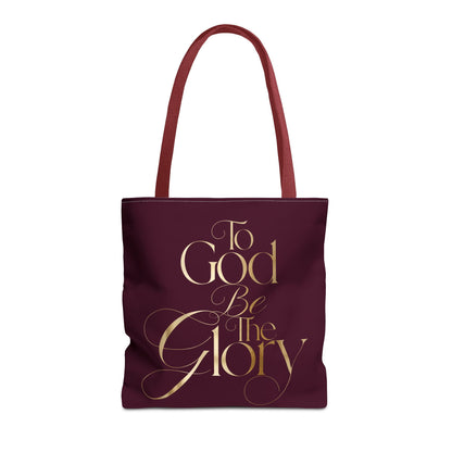 To God Be The Glory Burgundy Tote Bag — Inspirational Christian Scripture Tote
