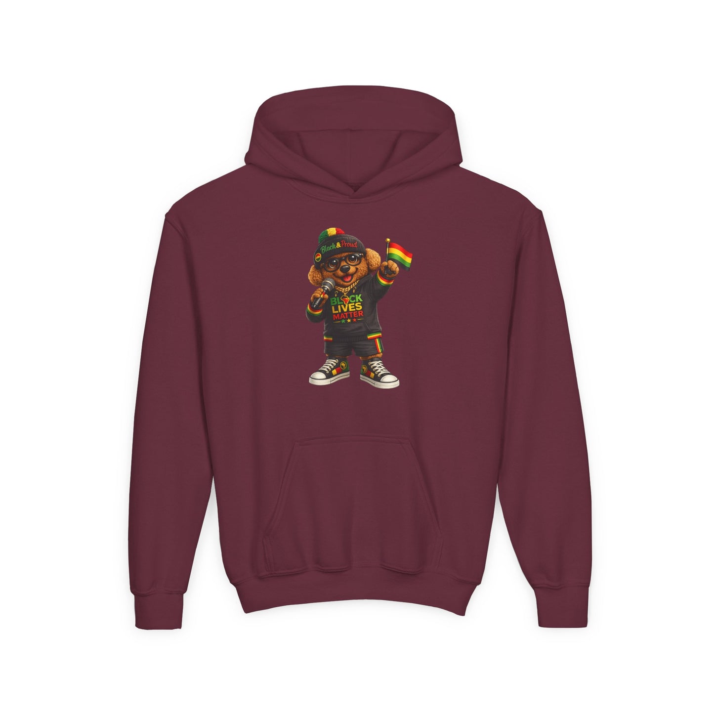 Youth Hoodie — Black Lives Matter Rasta Bear Kids Pullover