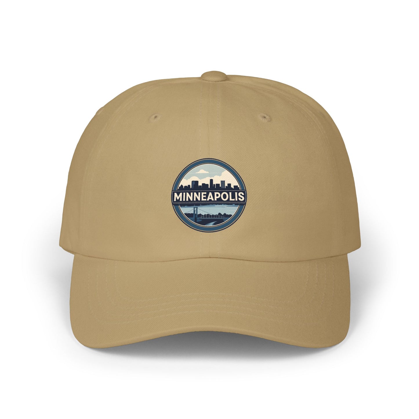 Minneapolis Skyline Dad Cap — Vintage Circle Patch Hat