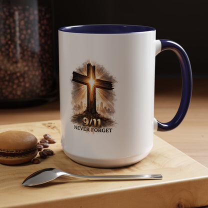 9/11 Never Forget Coffee Mug — Religious Memorial Accent Mug