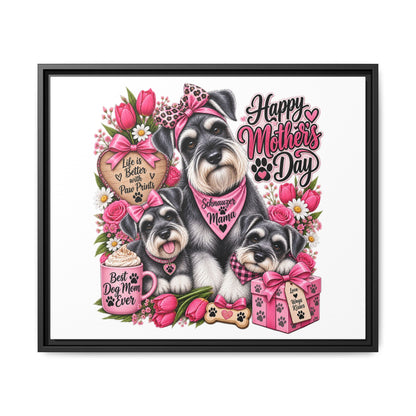 Happy Mother’s Day Schnauzer Canvas — Framed Matte Wall Art