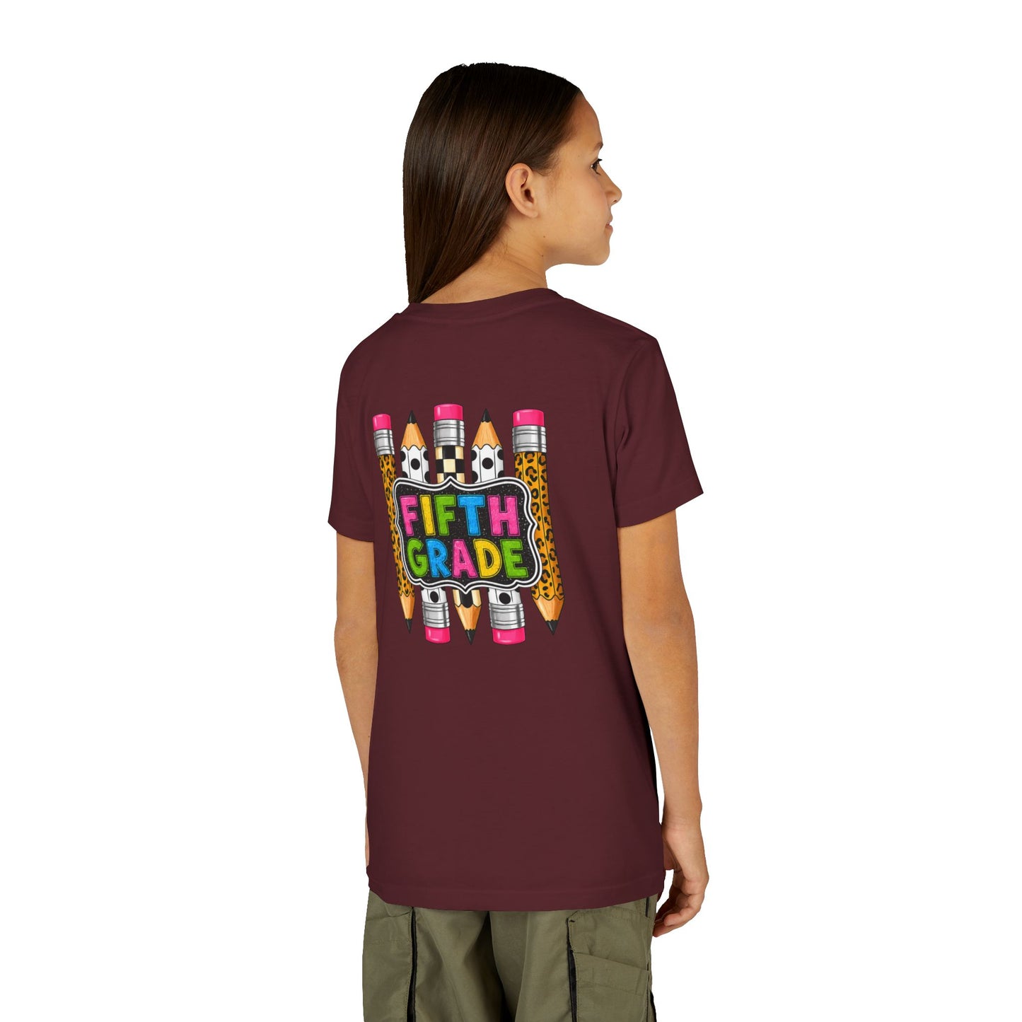 Fifth Grade Pencil Kids Tee — Back to School Youth Short Sleeve Shirt