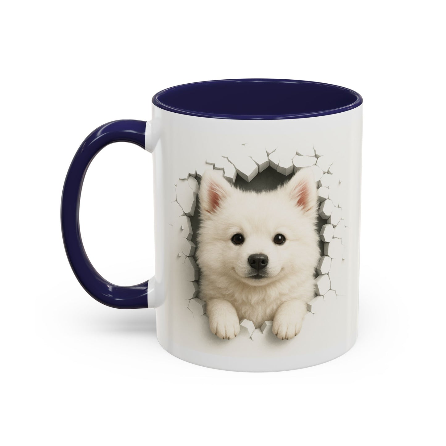 White Samoyed Puppy Accent Coffee Mug — Cute Dog Breakthrough Design (11/15 oz)