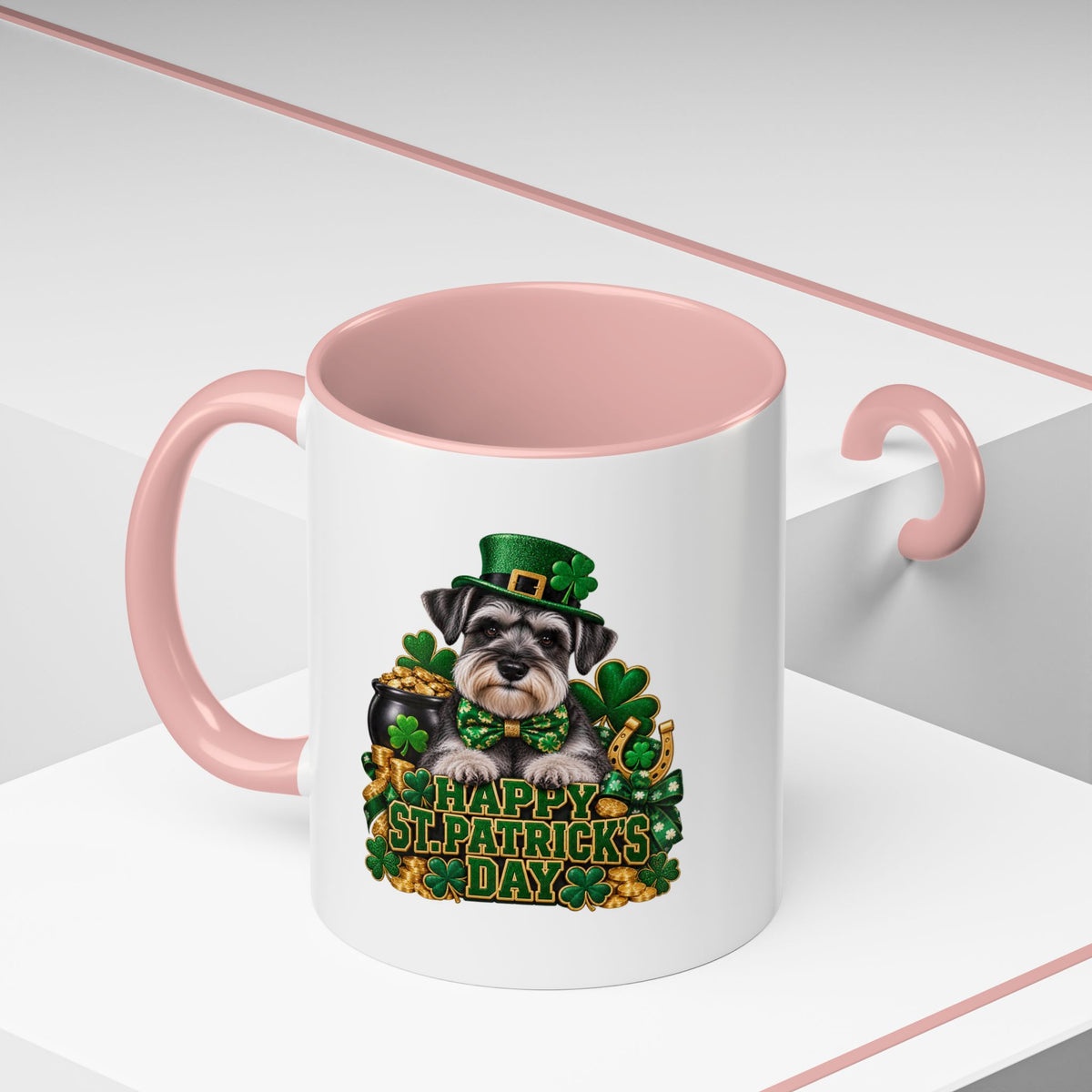 St. Patrick's Day Schnauzer Coffee Mug – Happy St. Patrick's Day Accent Mug