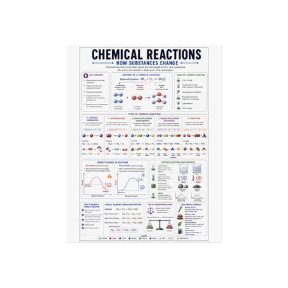 Chemical Reactions Educational Poster — Fine Art Science Chart for Classroom & Home