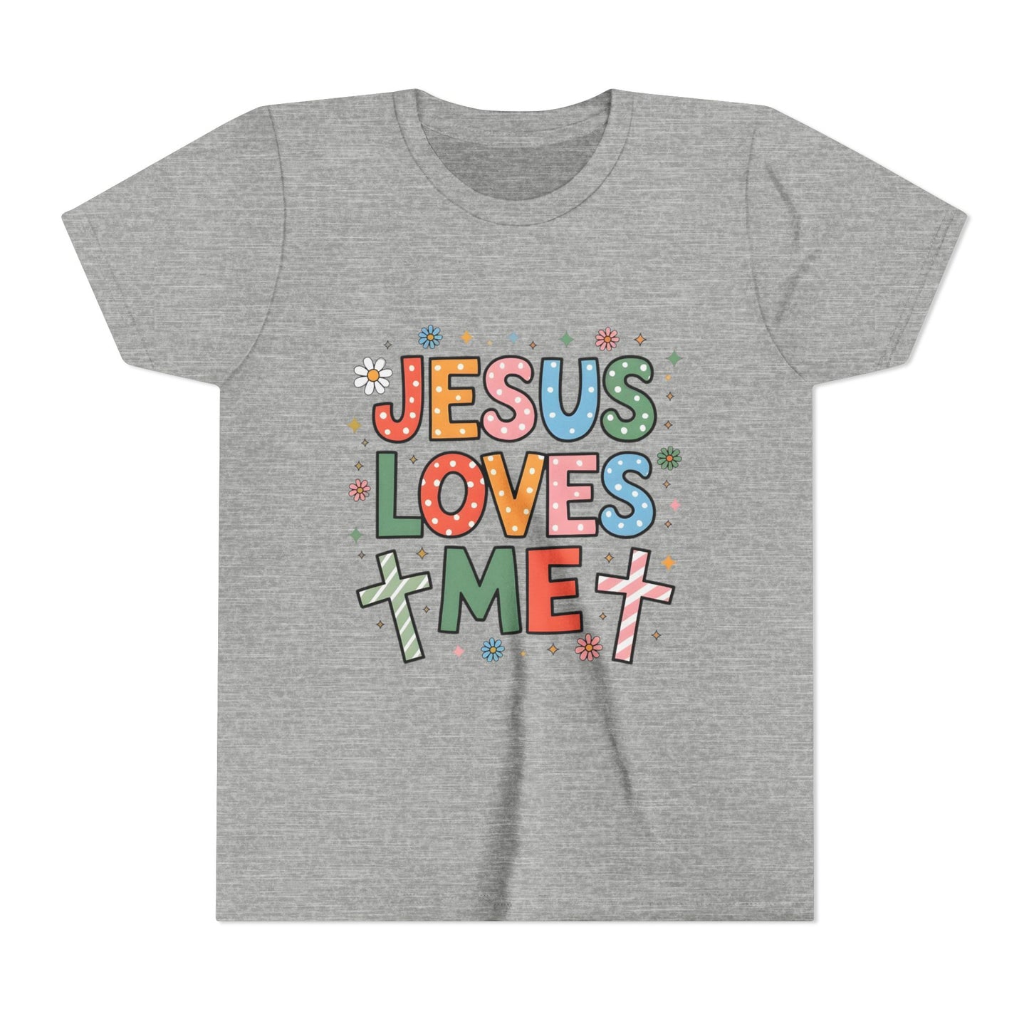 Youth Tee — "Jesus Loves Me" Colorful Christian Kids T-Shirt