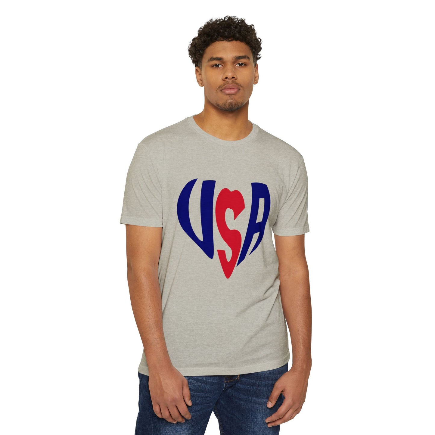 USA Heart T-Shirt — Patriotic Red & Blue Tee for 4th of July
