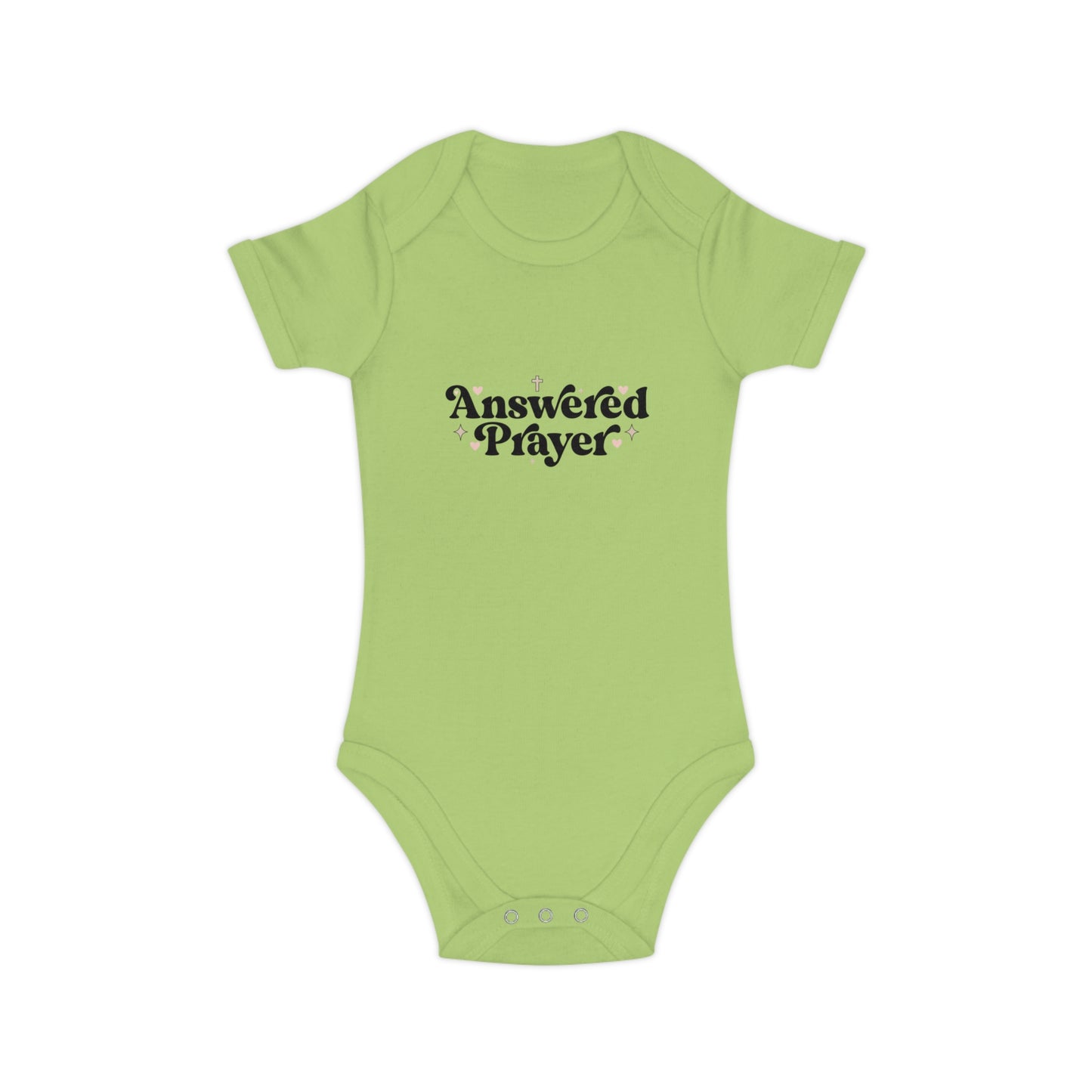 Baby Bodysuit "Answered Prayer" — Religious Newborn Onesie, Christian Gift for Baptism & Baby Shower