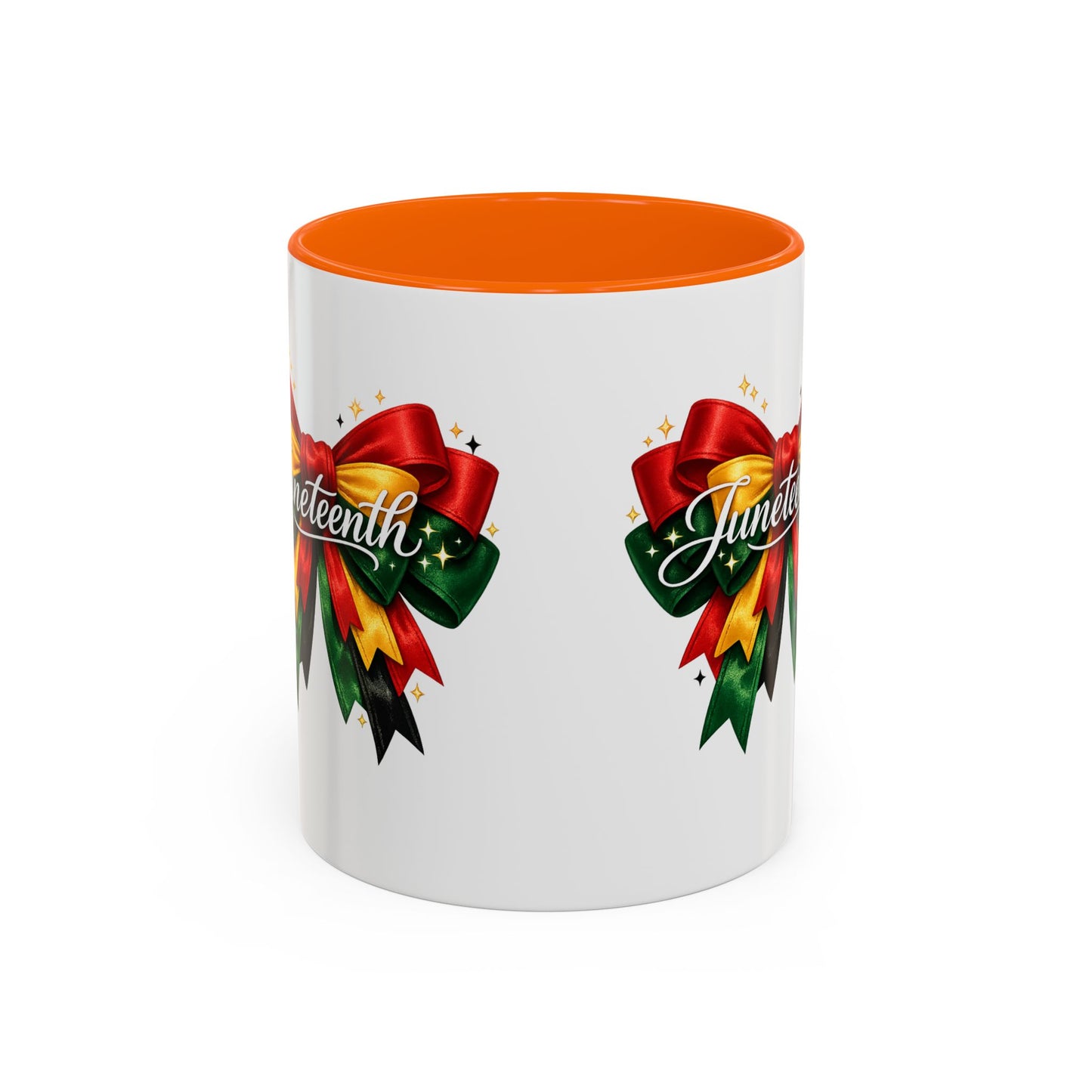 Juneteenth Ribbon Coffee Mug — Black/Red/Green Celebration Accent Mug