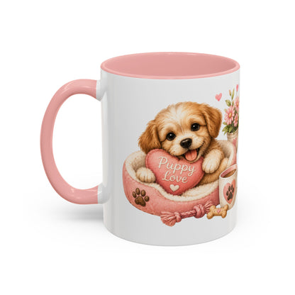 Puppy Love Coffee Mug — Cute Dog Heart Accent Mug (11/15oz)