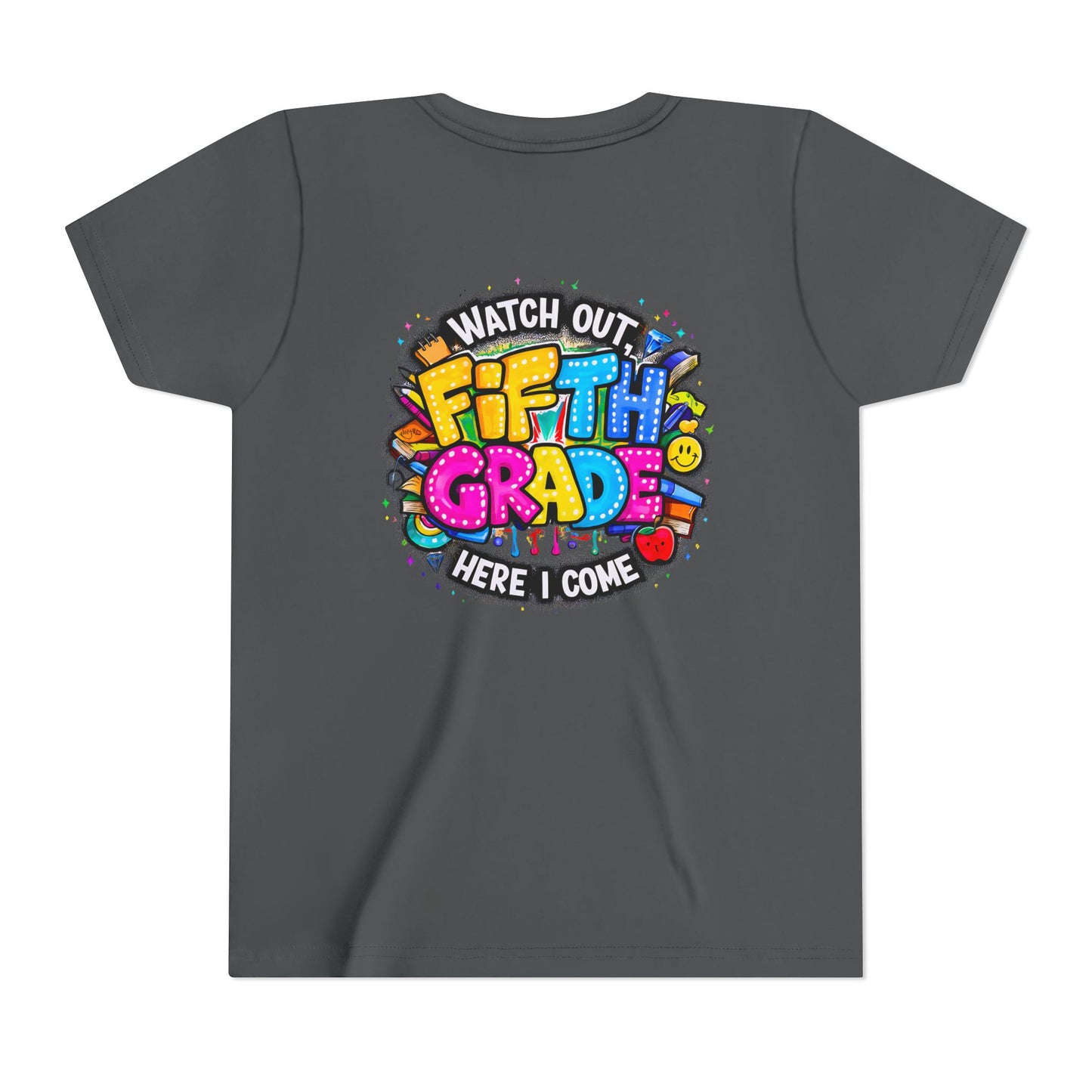 Fifth Grade T‑Shirt for Kids - "Watch Out Fifth Grade Here I Come" Back-to-School Tee