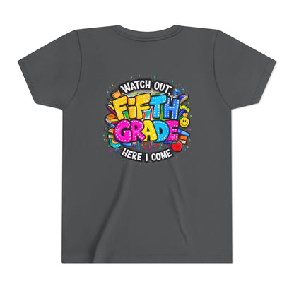 Fifth Grade T‑Shirt for Kids - "Watch Out Fifth Grade Here I Come" Back-to-School Tee