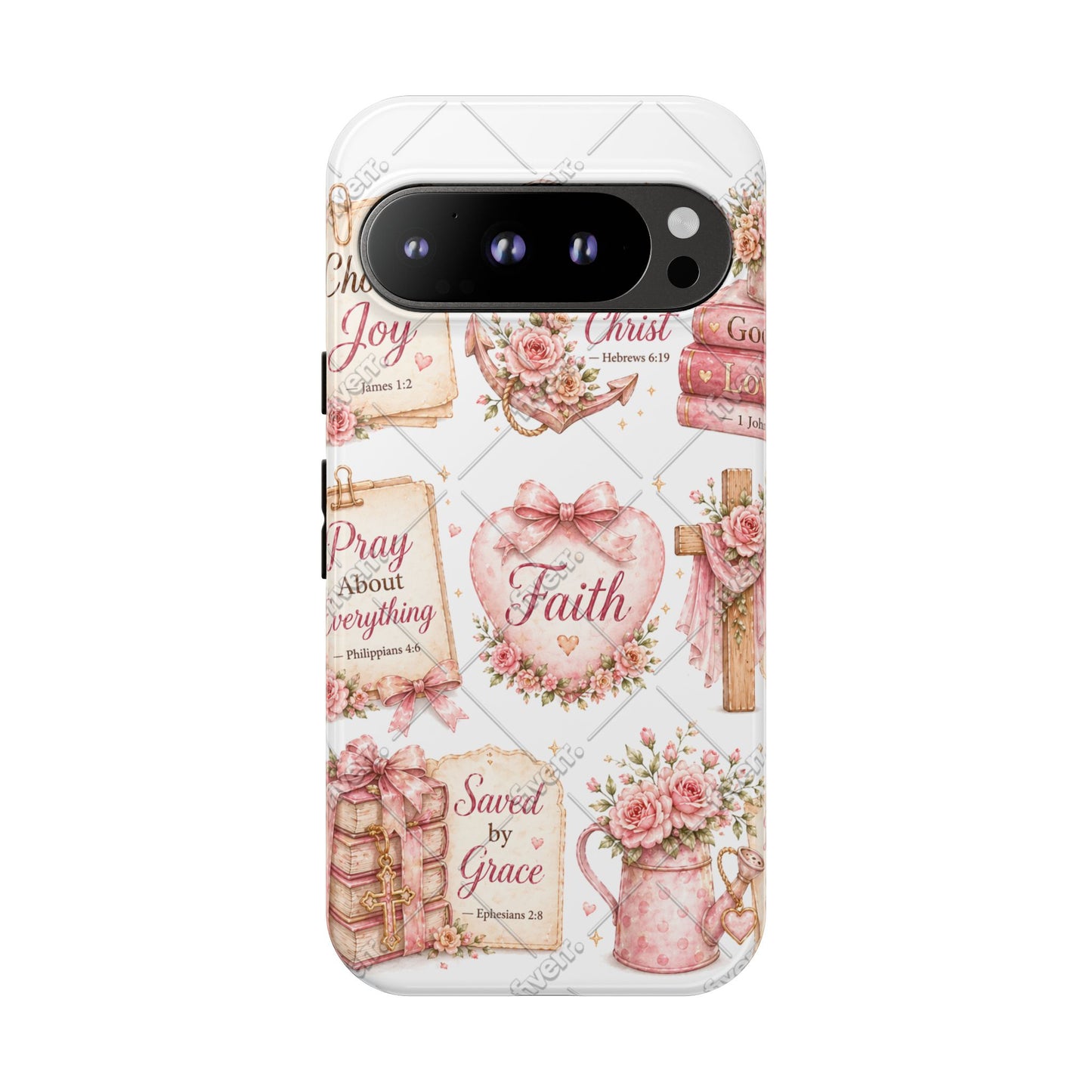 Faith Floral Phone Case – Christian Inspirational Scripture iPhone Cover (Choose Joy, Pray, Faith)