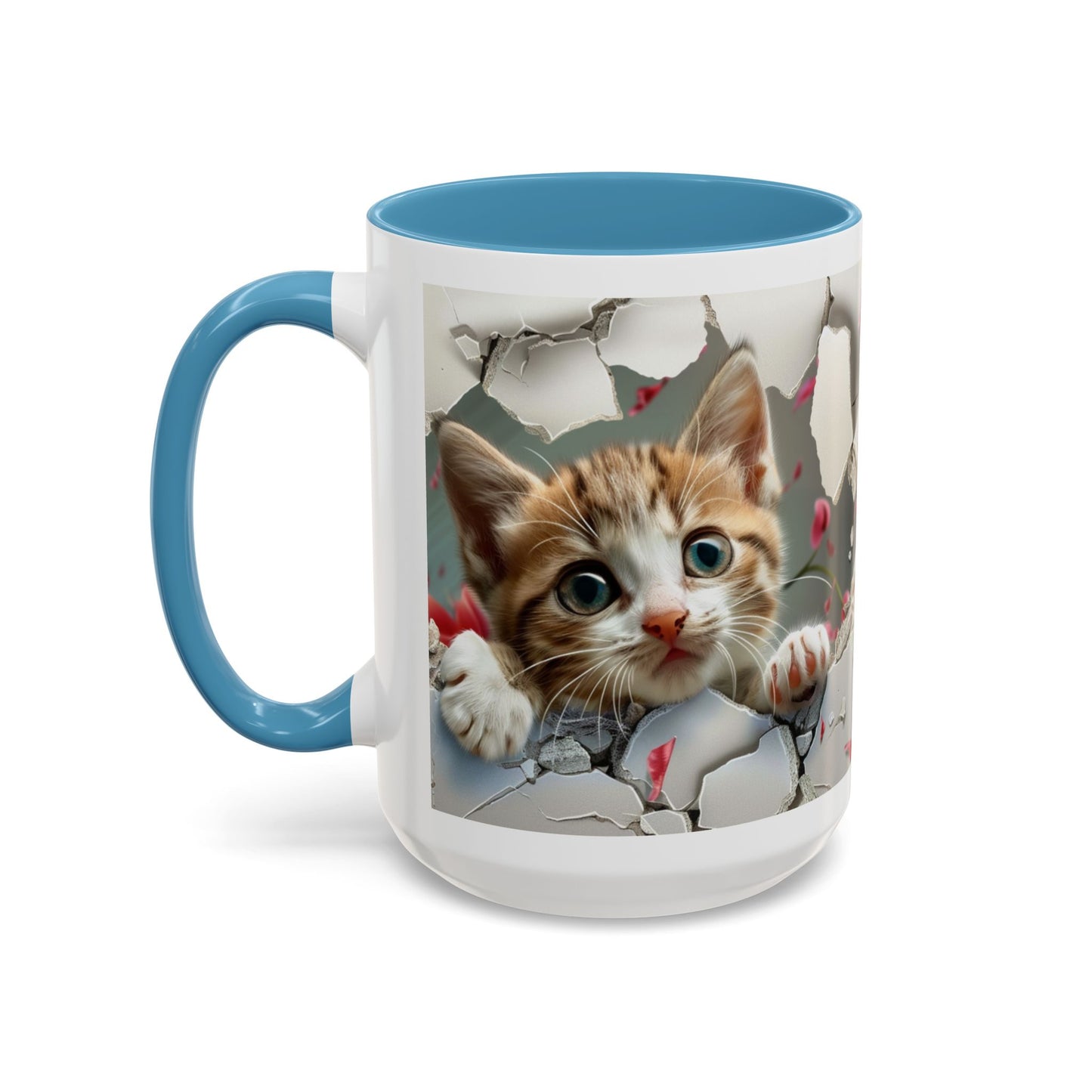 Kitten Peek Accent Coffee Mug — Cute Cat Peekhole Design (11/15 oz)