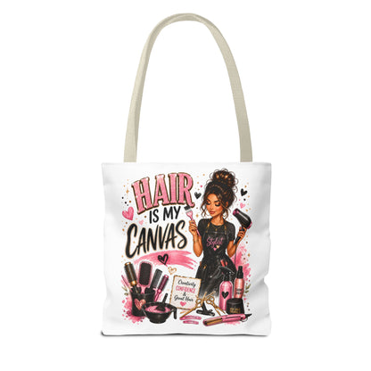 Hair Is My Canvas Tote Bag — Stylist Makeup Artist Cosmetic Accessories Tote