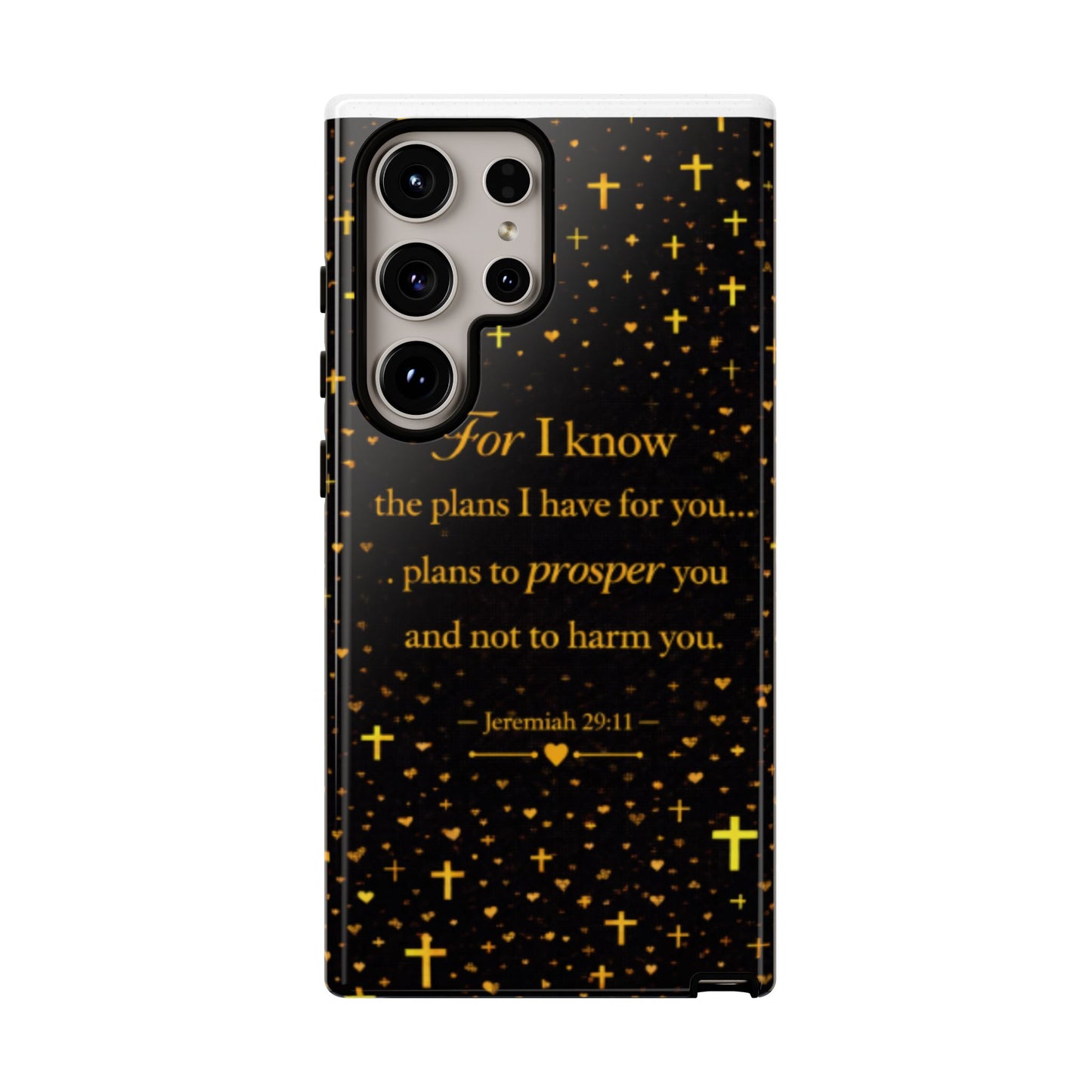 Phone Case — "For I Know" Jeremiah 29:11 Gold Cross Christian Tough Case