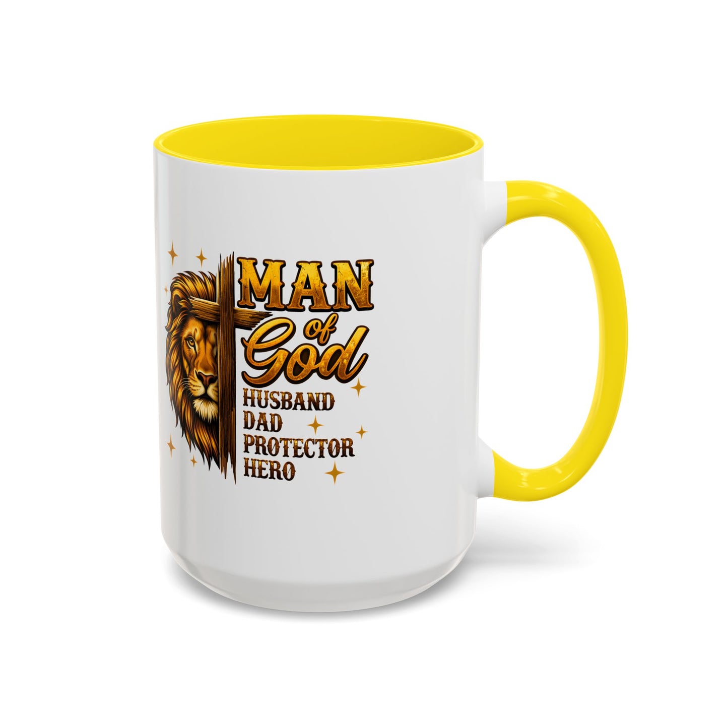 Man of God Lion Coffee Mug — 'Man of God' Religious Gift for Husband, Dad, Protector