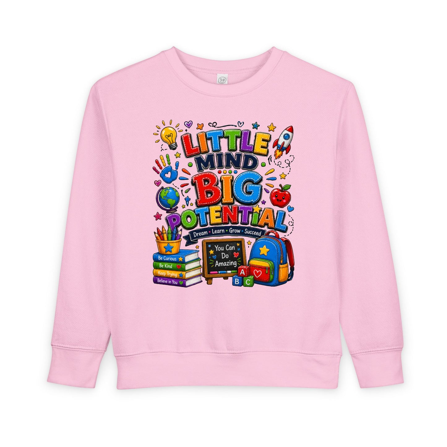 Toddler Sweatshirt — "Little Mind Big Potential" Back-to-School Kids Crewneck