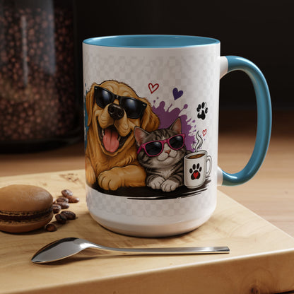 Dog and Cat Coffee Mug — 'This Is My Healer I'm A Cat' Cute Pet Lover Accent Mug (11/15oz)