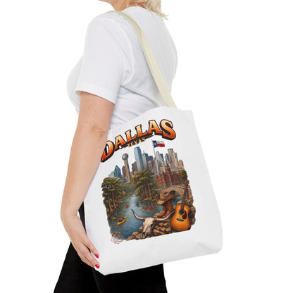 Dallas Texas Scenic Tote Bag – City Skyline & Guitar Souvenir Tote