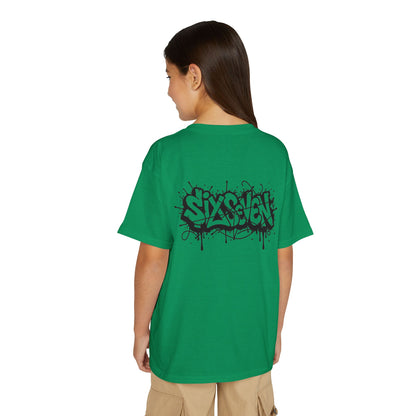 Youth T-Shirt — 'SixxSeven' Black Graffiti Drip Streetwear Tee