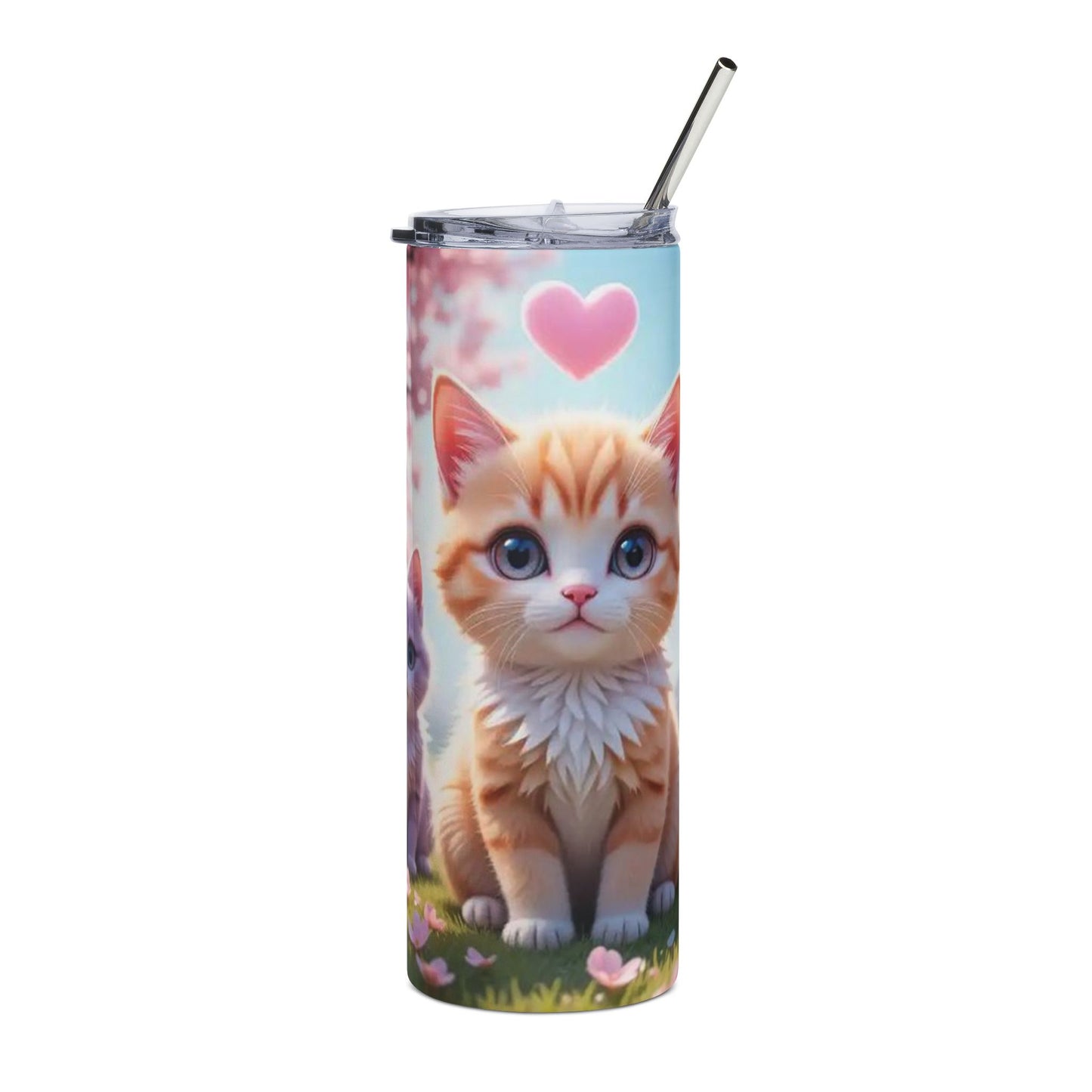 Cute Kitten Stainless Tumbler — 20oz Insulated Cat Travel Cup