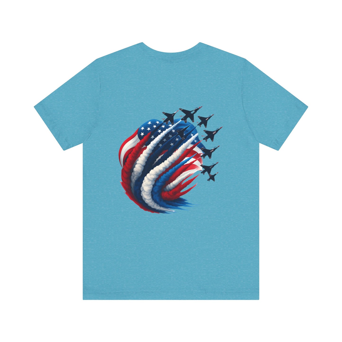 Patriotic Jet Flyover T-Shirt — American Flag Smoke Trail Tee