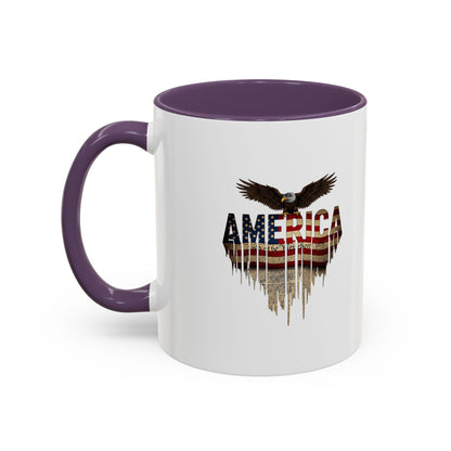 America Eagle Flag Accent Coffee Mug – Patriotic 11/15oz Ceramic