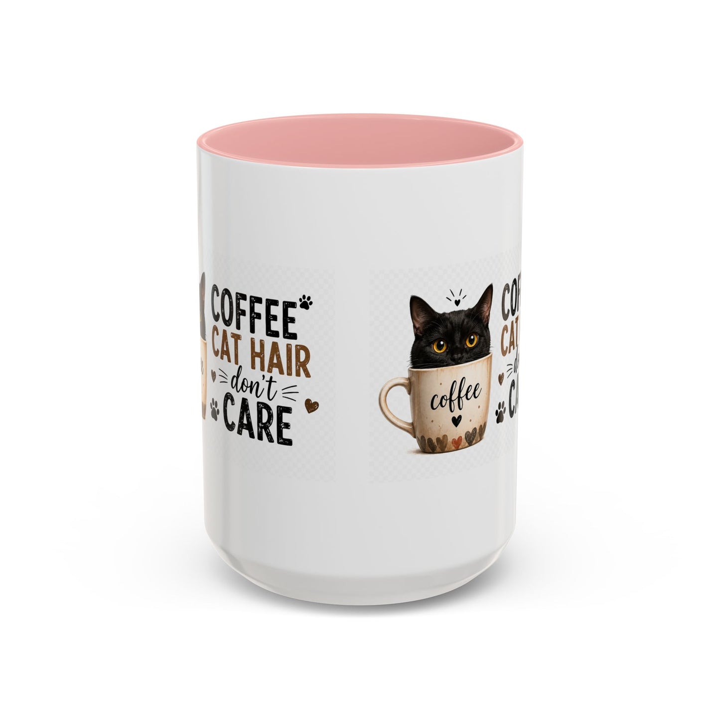Coffee & Cat Hair Mug — "Coffee, Cat Hair, Don't Care" Accent Ceramic Coffee Mug (11/15oz)