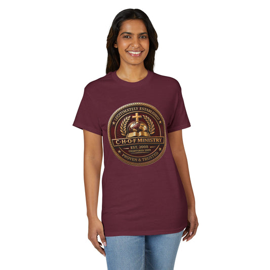 CHOF Ministry Logo T-Shirt — Established 2008 Christian Faith Tee