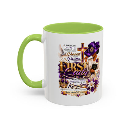 First Lady of Faith Accent Coffee Mug — Inspirational Christian Gift (11/15oz)