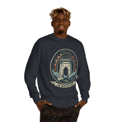 Houston Arch Retro Crewneck Sweatshirt — I  Houston Graphic