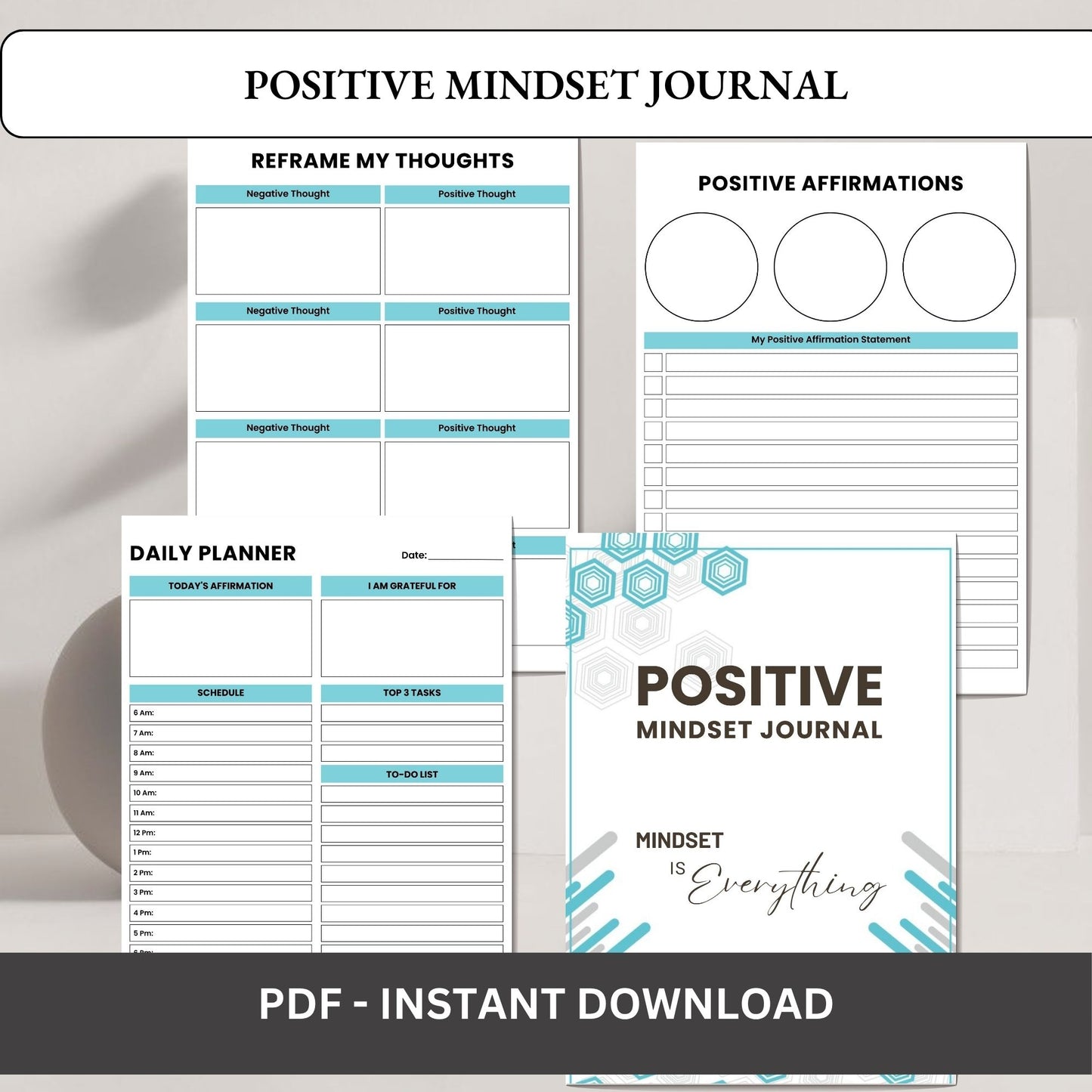 Positive Mindset Journal Printable | Daily Gratitude, Confidence & Self-Growth Workbook