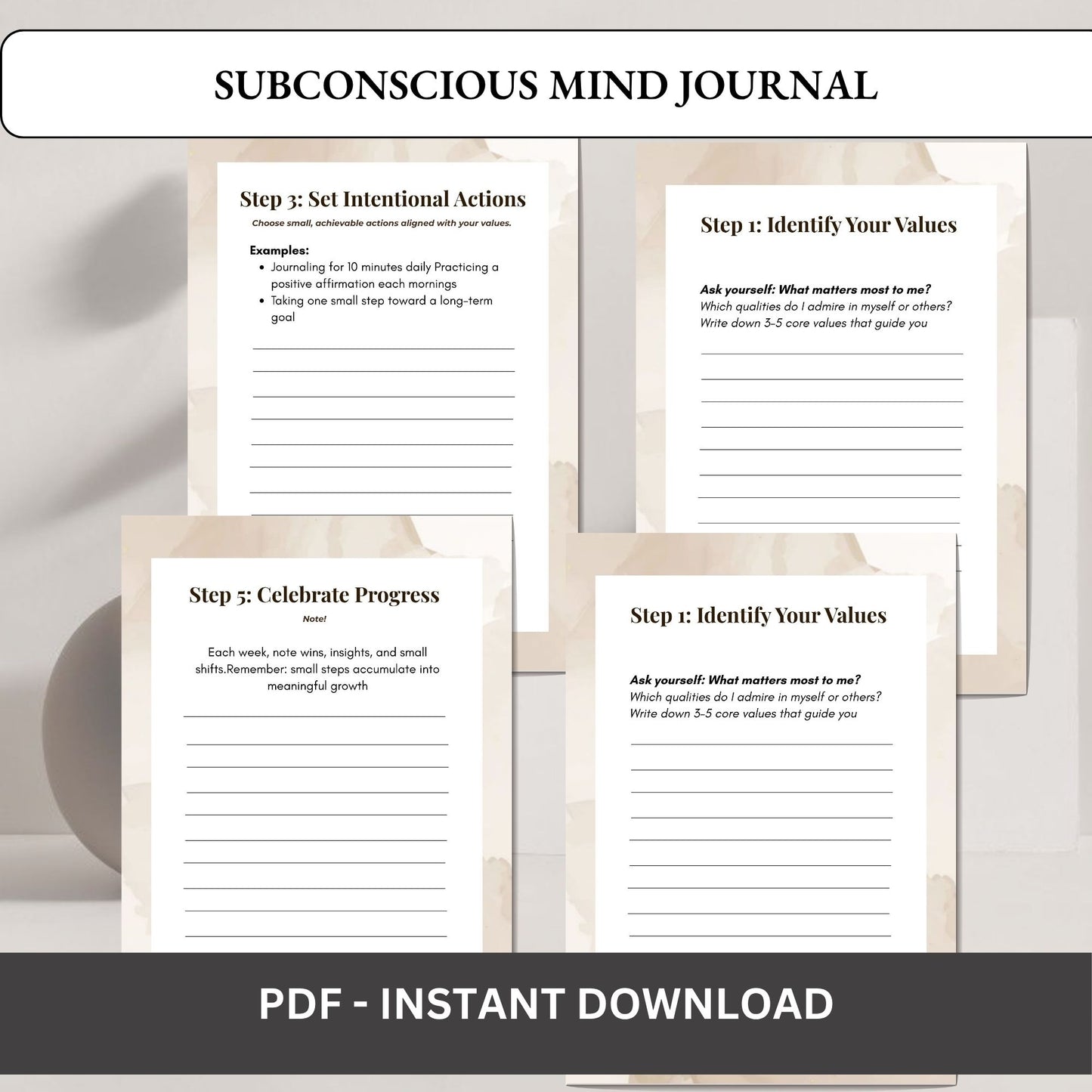 Subconscious Mind Journal Printable | Inner Healing, Thought Rewiring & Mindset Reset Workbook
