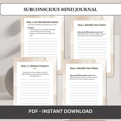 Subconscious Mind Journal Printable | Inner Healing, Thought Rewiring & Mindset Reset Workbook