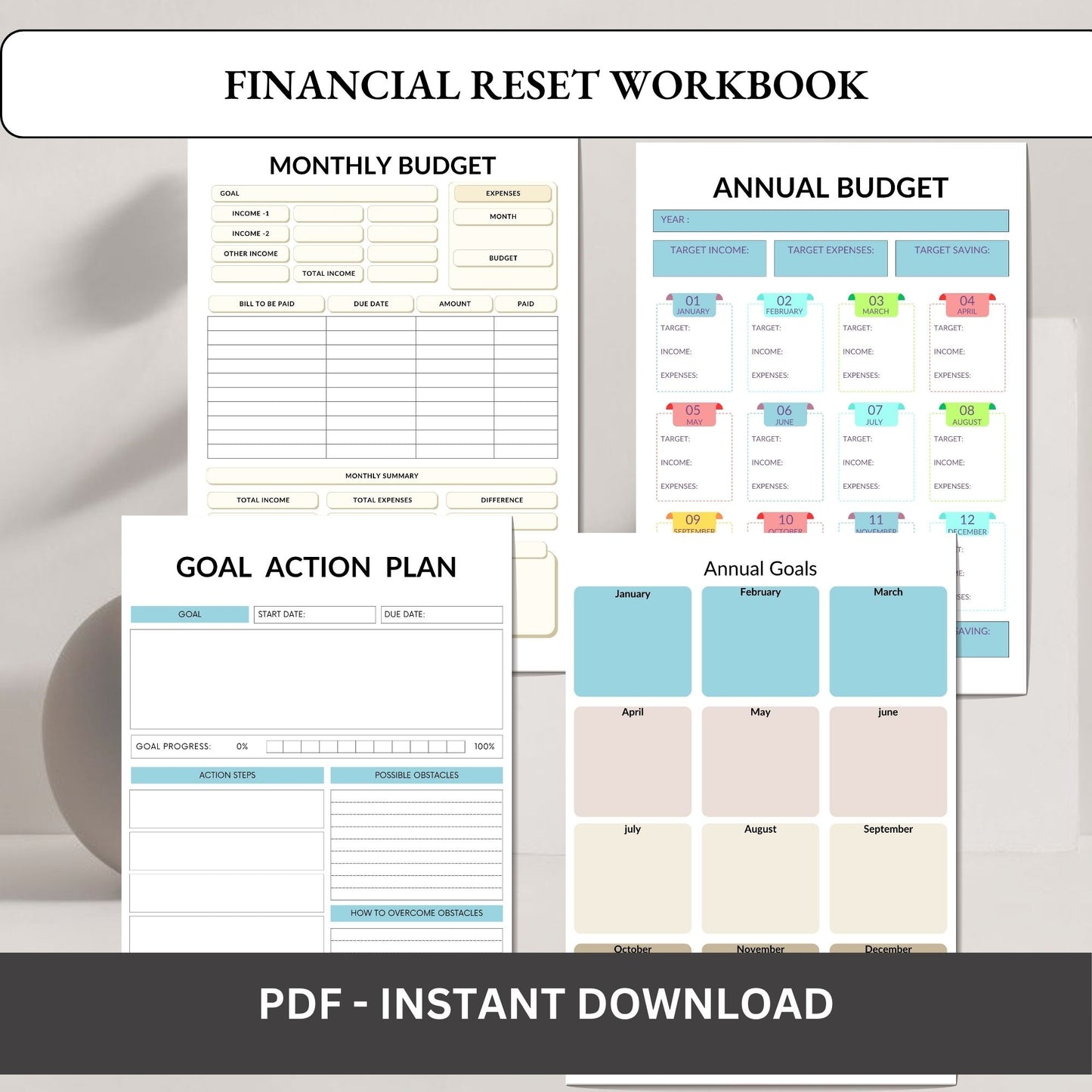 Financial Reset Workbook Printable | Budget Recovery & Money Mindset Transformation Planner