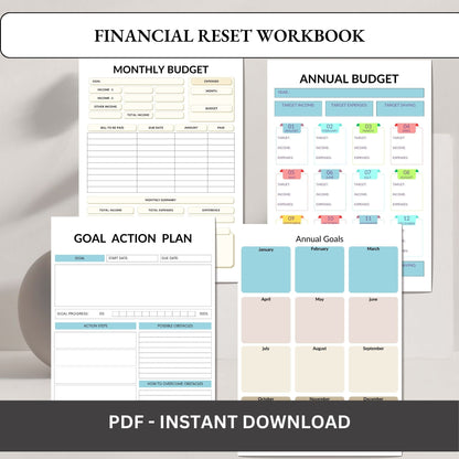 Financial Reset Workbook Printable | Budget Recovery & Money Mindset Transformation Planner