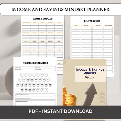 Income & Savings Mindset Planner | Money Mindset & Financial Growth Planner | Budget & Wealth Building Printable