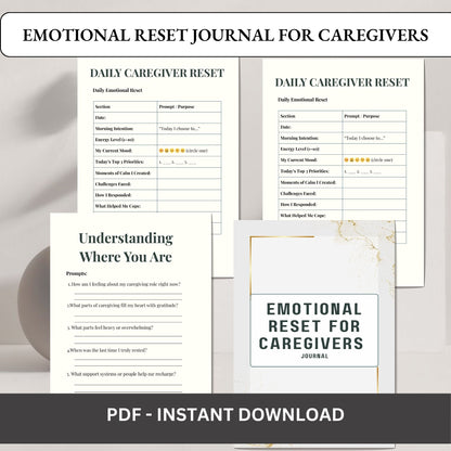 Emotional Reset Journal for Caregivers | Self Care & Stress Relief Planner | Mental Wellness Journal | Burnout Recovery Journal