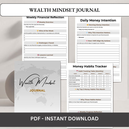 Wealth Mindset Journal Printable | Abundance Thinking, Money Growth & Success Planner